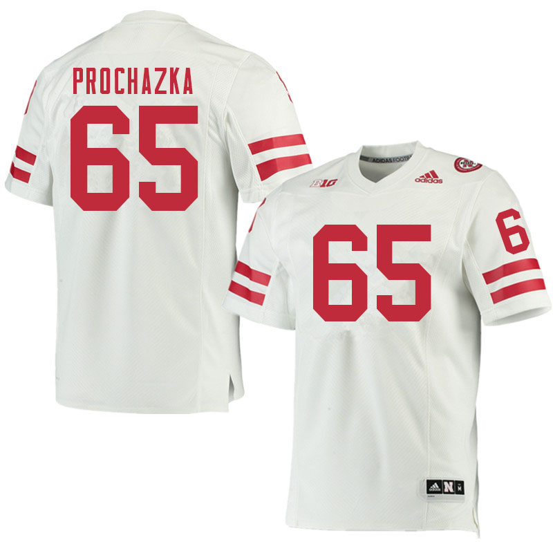 Men #65 Teddy Prochazka Nebraska Cornhuskers College Football Jerseys Sale-White